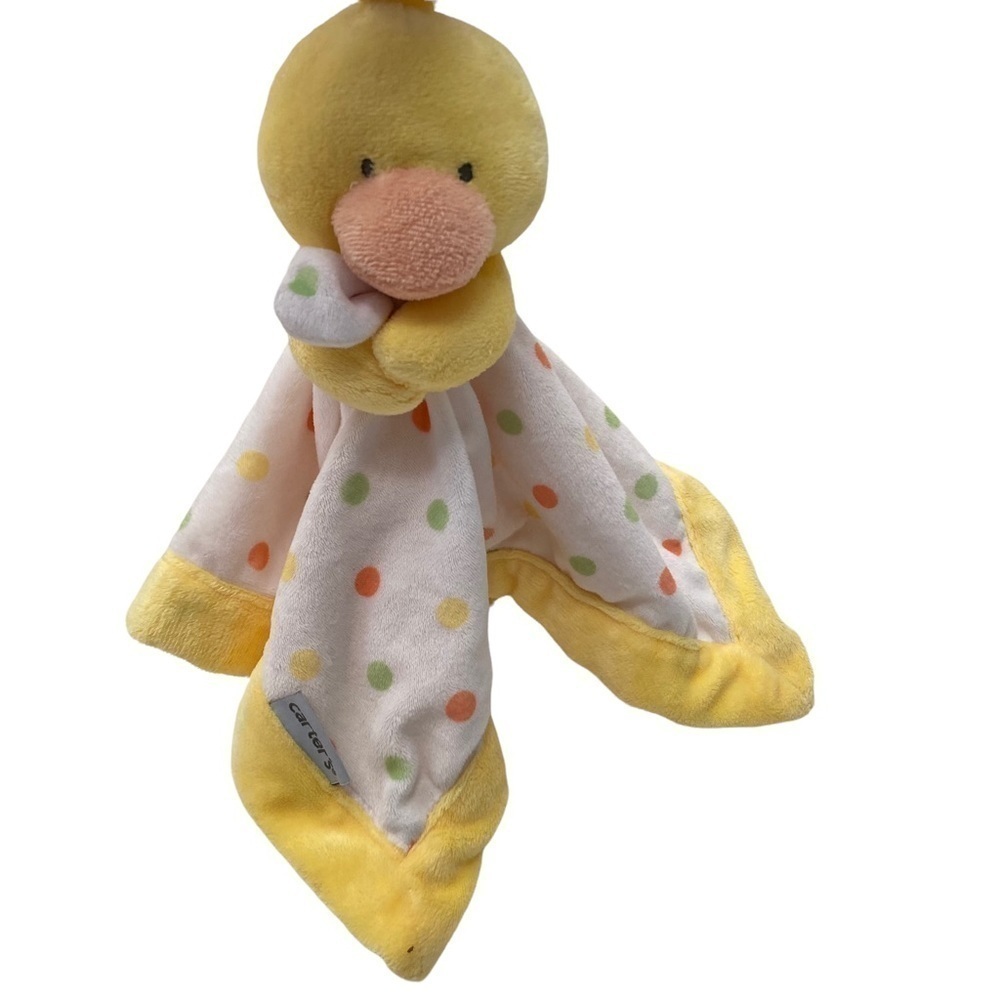 Carter’s Yellow Duck Polka Dot Lovey Security Blanket Stuffed Animal Toy - Picture 8 of 9